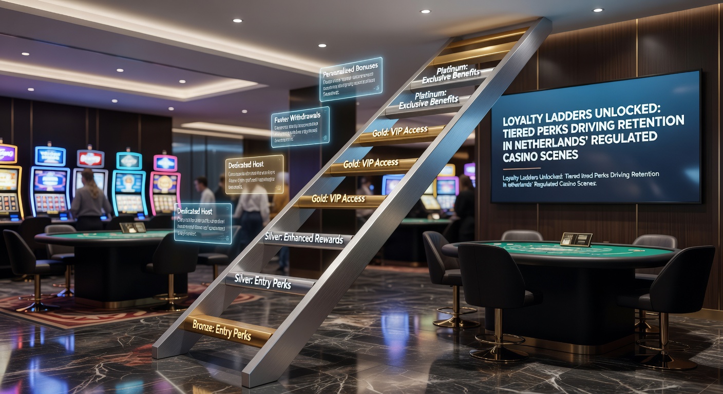 Voorbeeld van een loyaalheidsdashboard met tier-progressie en perks in een Nederlands casino-app